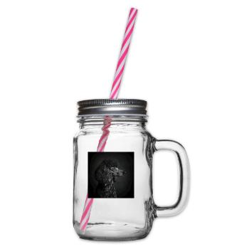 Black Animals - Black Poodle - Glass jar with handle and screw cap - clear - Right