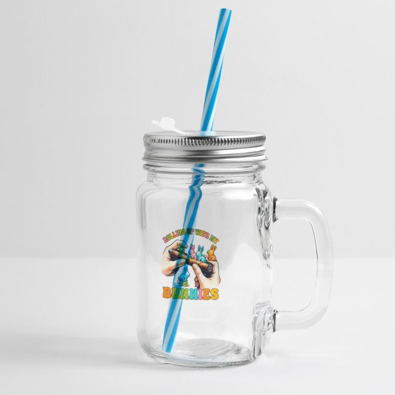 Easter Easter Bunny Easter Eve Easter Sunday Easter Egg Spring Glass jar with handle and screw cap
