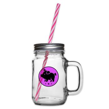 Schwein Ferkel Sau - Henkelglas mit Schraubdeckel - Klar - Rechts