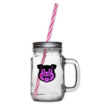 Ferkel Schwein Kopf - Henkelglas mit Schraubdeckel - Klar - Rechts