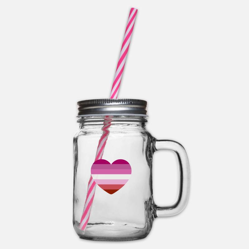 Coeur aux couleurs du drapeau lesbien - Bocal à boisson - transparent