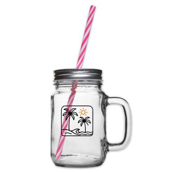 Island Summer Sea Palm Trees - Glass jar with handle and screw cap - clear - Right