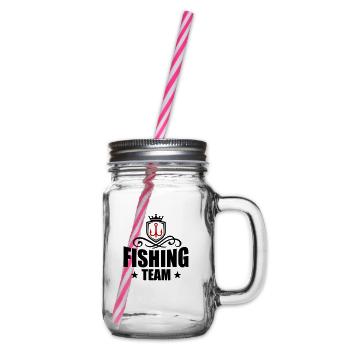 Fishing Team Fishing Hook - Glass jar with handle and screw cap - clear - Right