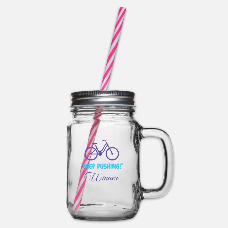 Vélo Motivation – Keep Pushing Design Minimal - Bocal à boisson - transparent