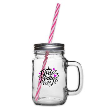 Girl Gang - Glass jar with handle and screw cap - clear - Right