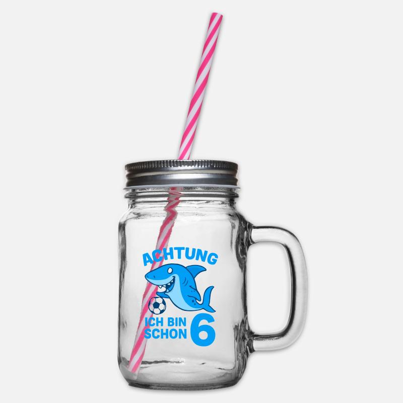 Achtung 6: Hai mit Ball - Henkelglas mit Schraubdeckel - Klar