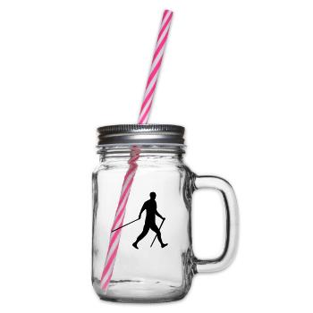 Nordic Walker - Wandern - Spazieren - Henkelglas mit Schraubdeckel - Klar - Rechts