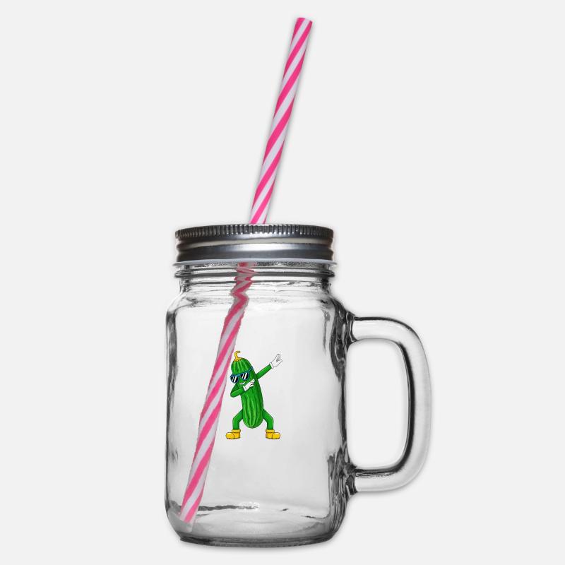Dabbing Gurke Dab Tanz Geschenk Geburtstag - Henkelglas mit Schraubdeckel - Klar