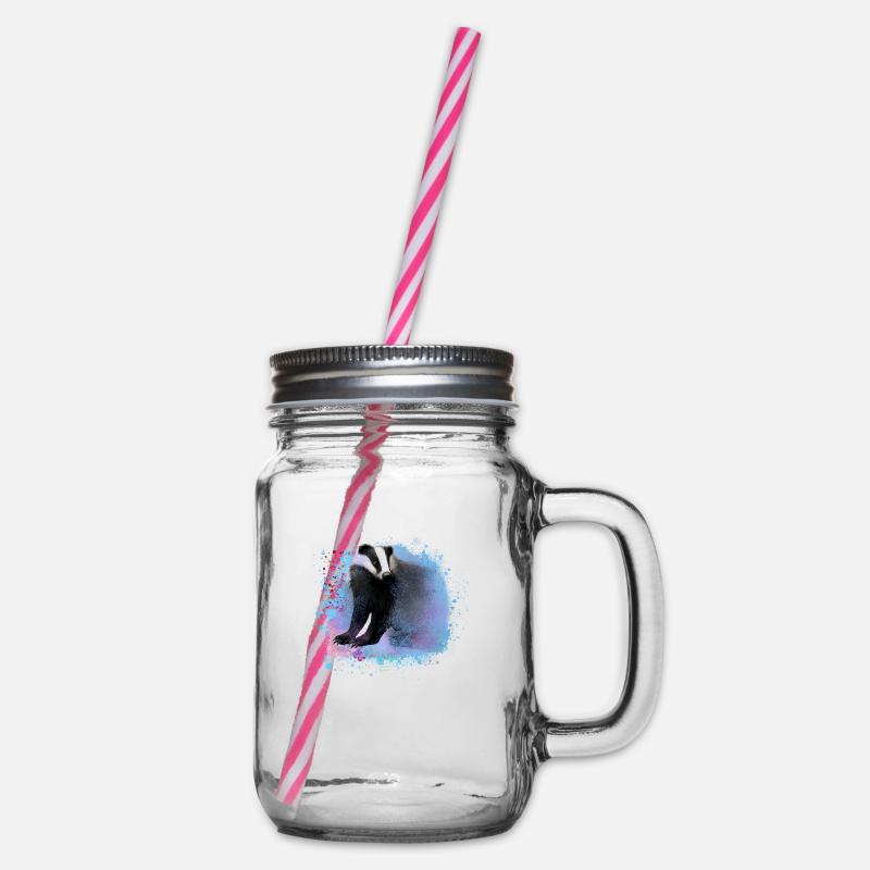 dachs,stinkstier,graffiti,malerei,bunt,blau - Henkelglas mit Schraubdeckel - Klar