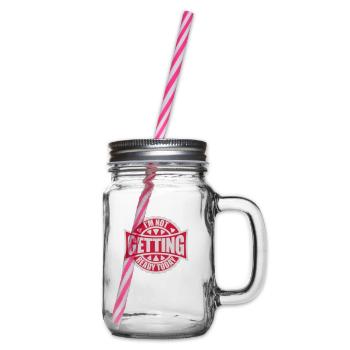 not getting ready today - Glass jar with handle and screw cap - clear - Right