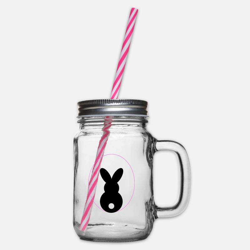 Bunny in Egg Light Shadow - Glass jar with handle and screw cap - clear