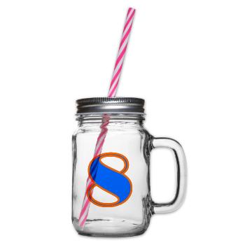 8 YEARS. 8TH ANNIVERSARY. BIRTHDAY 8 YEARS. 8 - Glass jar with handle and screw cap - clear - Right