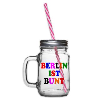 Berlin ist bunt - Henkelglas mit Schraubdeckel - Klar - Links