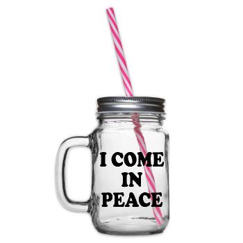 i come in peace im peace couple - Henkelglas mit Schraubdeckel - Klar - Links
