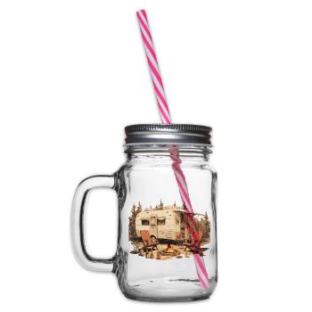 Camping Nature Wine Campfire - The Alps Designer - Glass jar with handle and screw cap - clear - Left
