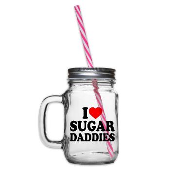 i love sugar daddies - Henkelglas mit Schraubdeckel - Klar - Links