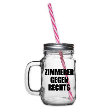 Zimmerer gegen rechts - Henkelglas mit Schraubdeckel - Klar - Links