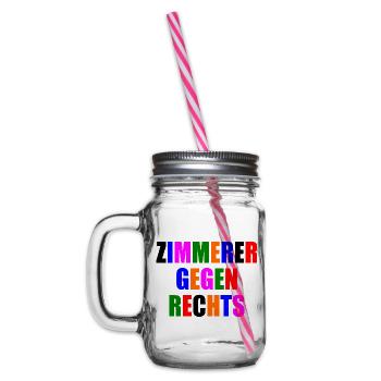 Zimmerer gegen rechts - Henkelglas mit Schraubdeckel - Klar - Links