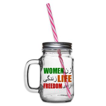 Women life freedom - Glass jar with handle and screw cap - clear - Left