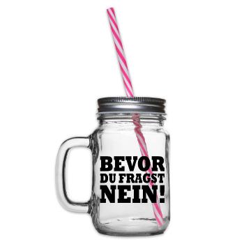 Bevor du fragst nein - Henkelglas mit Schraubdeckel - Klar - Links