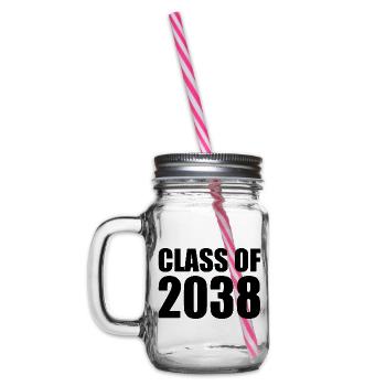 Class of 2038 - Glass jar with handle and screw cap - clear - Left