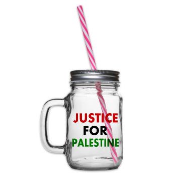 Justice for palestine - Henkelglas mit Schraubdeckel - Klar - Links