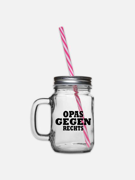 Opas gegen rechts - Henkelglas mit Schraubdeckel - Klar