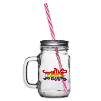 Thank you rainbow diversity sixties colorful gratitude - Glass jar with handle and screw cap - clear - Left