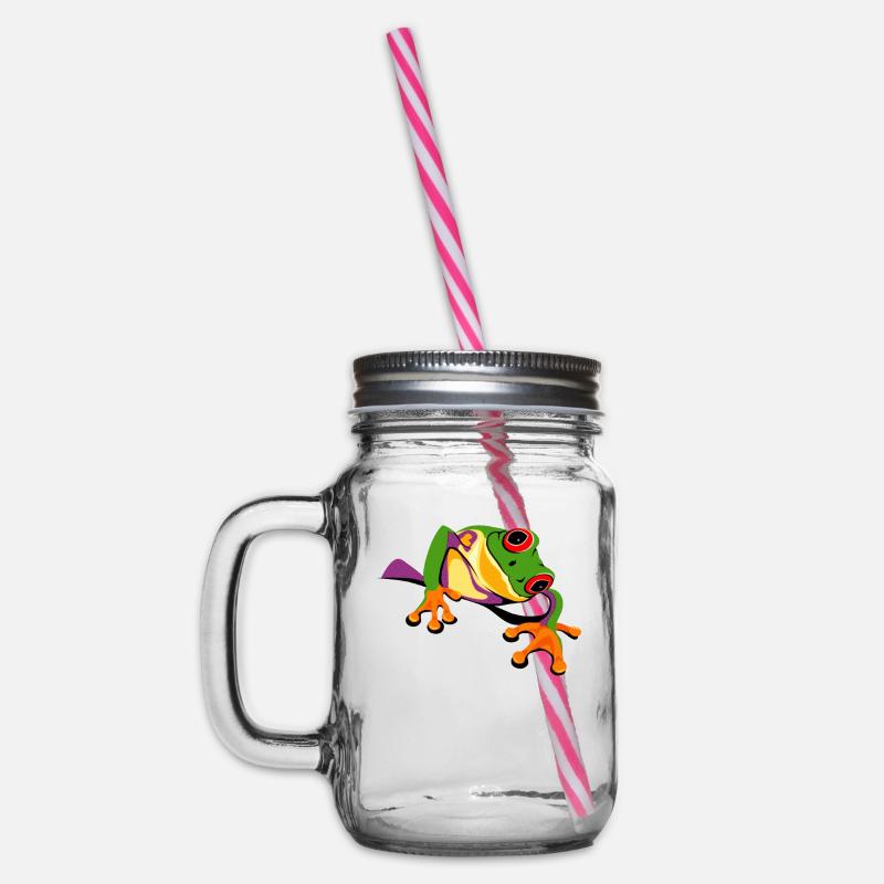 Frosch Regenwald comic frog Umweltschutz - Henkelglas mit Schraubdeckel - Klar