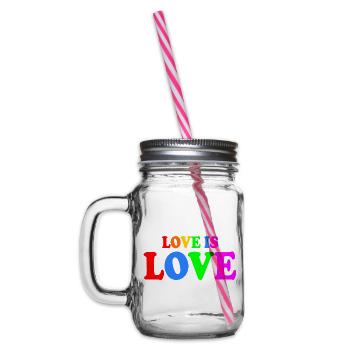 Love is love - Henkelglas mit Schraubdeckel - Klar - Links