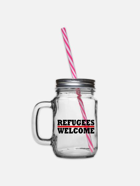 refugees welcome - Henkelglas mit Schraubdeckel - Klar
