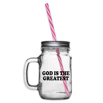 god is the greatest - Henkelglas mit Schraubdeckel - Klar - Links