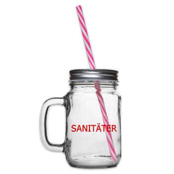 sanitäter - Henkelglas mit Schraubdeckel - Klar - Links