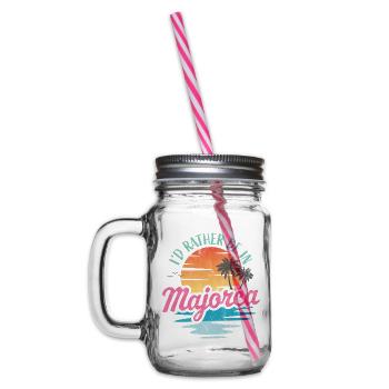 I'd rather be in Majorca - Glass jar with handle and screw cap - clear - Left