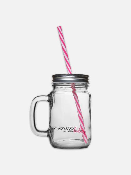 Classy, Sassy & a little badassy - Mindset Spruch - Henkelglas mit Schraubdeckel - Klar