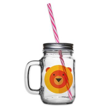 Pop Art Comic Retro Vintage Cercle Nounours - Bocal à boisson - transparent - Gauche