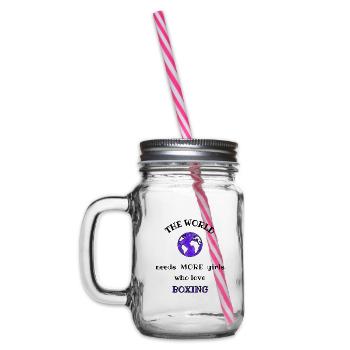 The world needs more girls who love boxing - Glass jar with handle and screw cap - clear - Left