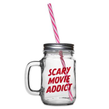 Scary Movie Addict - Glass jar with handle and screw cap - clear - Left