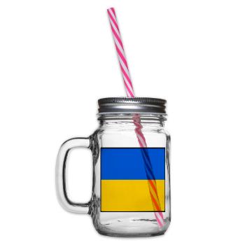 UKRAINE FLAG - Glass jar with handle and screw cap - clear - Left
