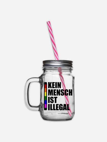 Kein mensch ist illegal - Henkelglas mit Schraubdeckel - Klar