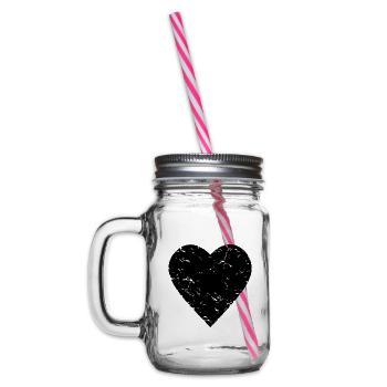 black heart - Black Lives Matter - gothic - Glass jar with handle and screw cap - clear - Left