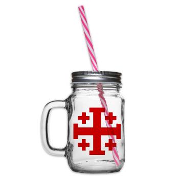 Jerusalem kreuz Jerusalemkreuz - Henkelglas mit Schraubdeckel - Klar - Links