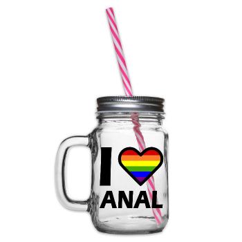 I love - Glass jar with handle and screw cap - clear - Left