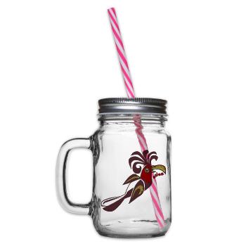 Bird of Paradise Salsa Bird Calypso Retro Dancing - Glass jar with handle and screw cap - clear - Left