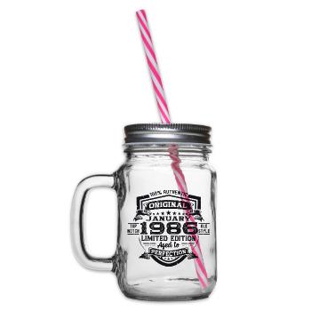 Né le 37 janvier 1986 Homme cadeau - Bocal à boisson - transparent - Gauche