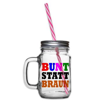 Bunt statt braun - Henkelglas mit Schraubdeckel - Klar - Links