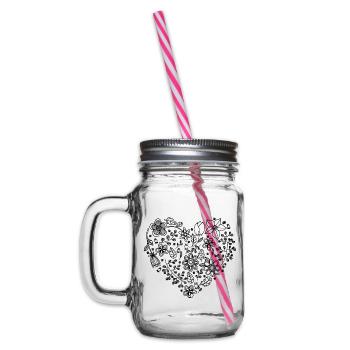 Floral Heart - Glass jar with handle and screw cap - clear - Left