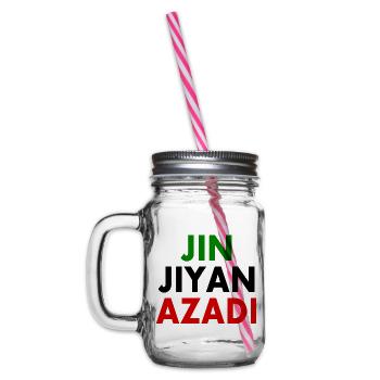 jin jiyan azadi - Henkelglas mit Schraubdeckel - Klar - Links