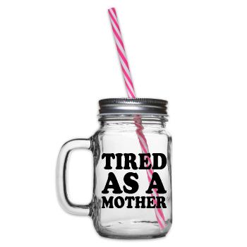 Tired as a mother - Glass jar with handle and screw cap - clear - Left