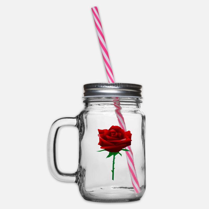 Rose rouge - Bocal à boisson - transparent